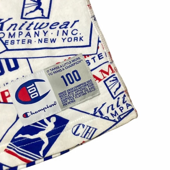 Champions Century Short Sleeve Chainstitch Shirt Men’s size Medium in White - Picture 4 of 7